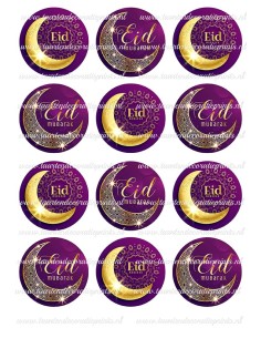 Eetbare Print Eid Mubarak Paars Cupcakes - 6cm