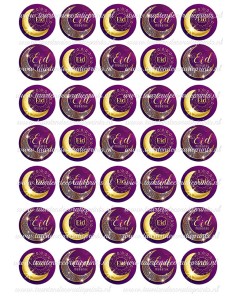 Eetbare Print Eid Mubarak Paars Mini Cupcakes - 3,5cm