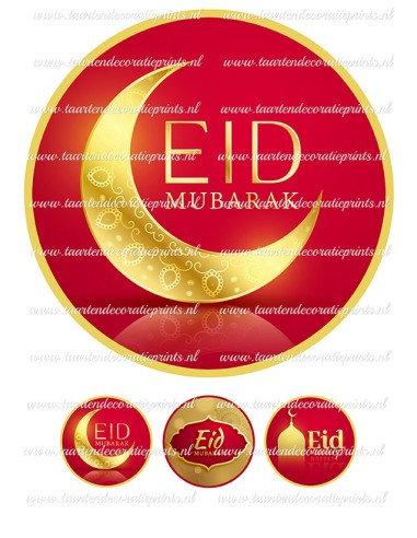 Eetbare Print Eid Mubarak Rood - 20cm