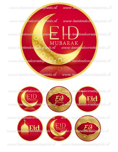 Eetbare Print Eid Mubarak Rood - 15cm