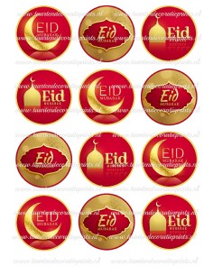 Eetbare Print Eid Mubarak Rood Cupcakes - 6cm