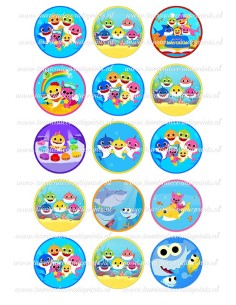 Eetbare Print Baby Shark Cupcakes - 5cm