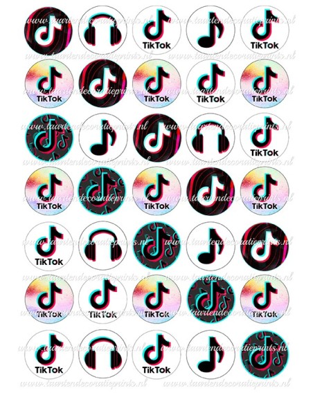 Eetbare Print TikTok Mini Cupcakes - 3,5cm