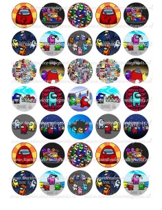 Eetbare Print Among Us Mini Cupcakes - 3,5cm