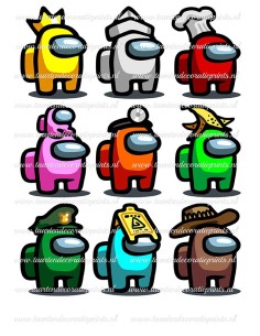 Eetbare Print Among Us Figuren met Hoed - 8cm