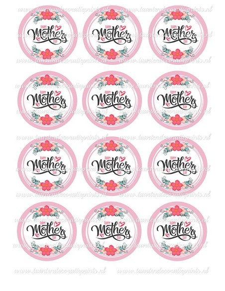 Eetbare Print Moederdag Cupcakes 1 - 6cm