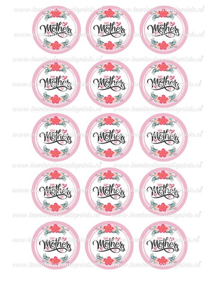 Eetbare Print Moederdag Cupcakes 1 - 5cm