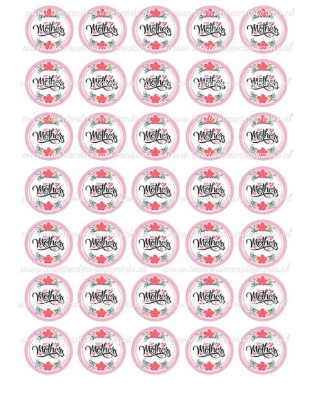 Eetbare Print Moederdag Mini Cupcakes 1 - 3,5cm