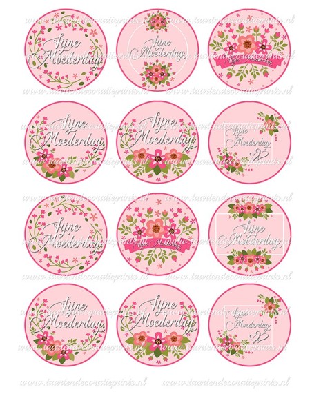 Eetbare Print Moederdag Cupcakes 2 - 6cm