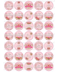 Eetbare Print Moederdag Mini Cupcakes 2 - 3,5cm