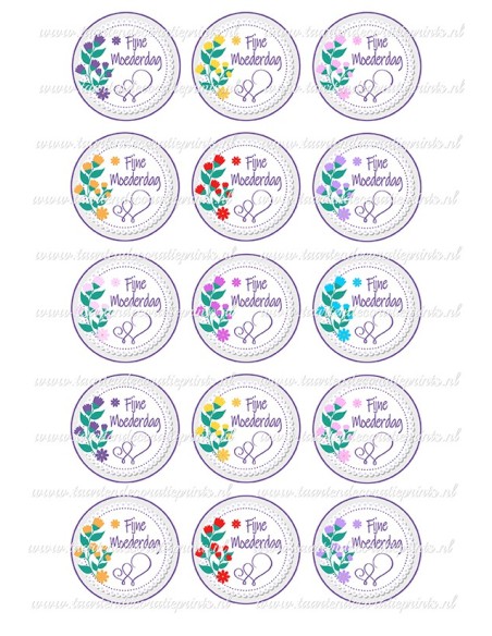Eetbare Print Moederdag Cupcakes 3 - 5cm