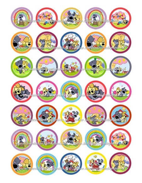 Eetbare Print Woezel en Pip Mini Cupcakes - 3,5cm
