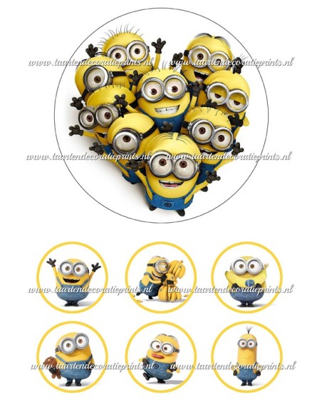 Eetbare Print Minions Hart - 15cm