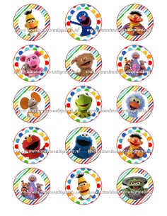Eetbare Print Sesamstraat Cupcakes - 5cm