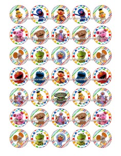 Eetbare Print Sesamstraat Mini Cupcakes - 3,5cm