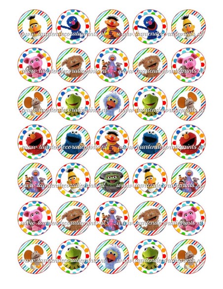 Eetbare Print Sesamstraat Mini Cupcakes - 3,5cm