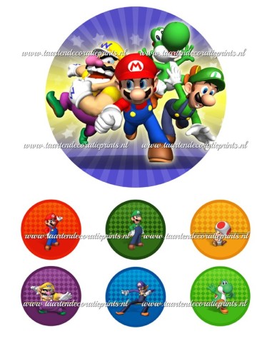 Eetbare Print Super Mario Team - 15cm
