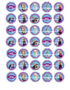 Eetbare Print Frozen Mini Cupcakes 1 - 3,5cm