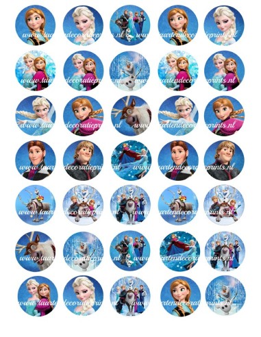 Eetbare Print Frozen Mini Cupcakes 3 - 3,5cm