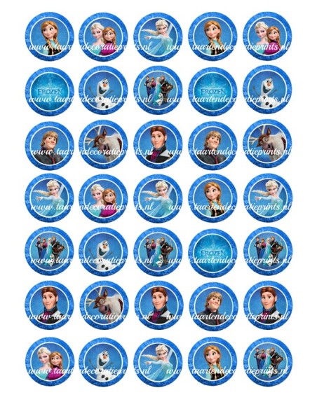 Eetbare Print Frozen Mini Cupcakes 2 - 3,5cm
