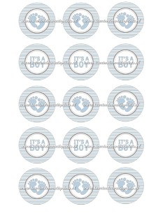Eetbare Print Babyshower Jongen Cupcakes - 5cm