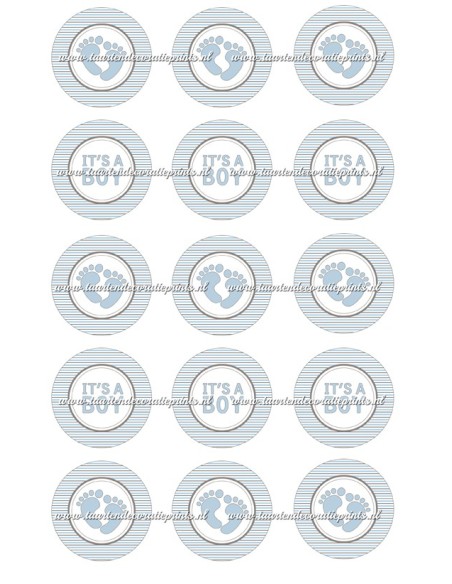 Eetbare Print Babyshower Jongen Cupcakes - 5cm