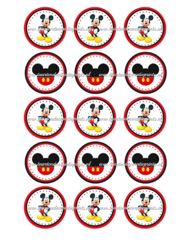 Eetbare Print Mickey Mouse Cupcakes 1 - 5cm