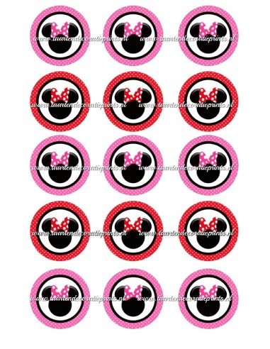 Eetbare Print Minnie Mouse Cupcakes 1 - 5cm