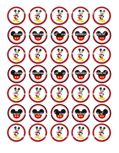 Eetbare Print Mickey Mouse Mini Cupcakes 1 - 3,5cm