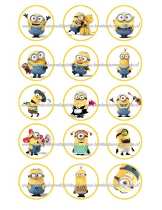Eetbare Print Minions Cupcakes - 5cm