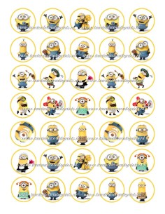 Eetbare Print Minions Mini Cupcakes - 3,5cm