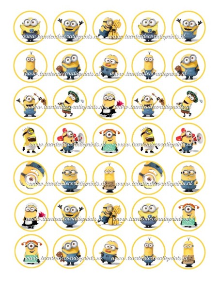 Eetbare Print Minions Mini Cupcakes - 3,5cm
