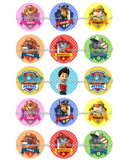Eetbare Print Paw Patrol Cupcakes 1 - 5cm