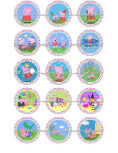 Eetbare Print Peppa Pig Cupcakes 1 - 5cm