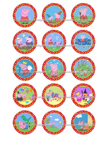 Eetbare Print Peppa Pig Cupcakes 2 - 5cm