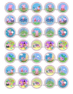Eetbare Print Peppa Pig Mini Cupcakes 1 - 3,5cm