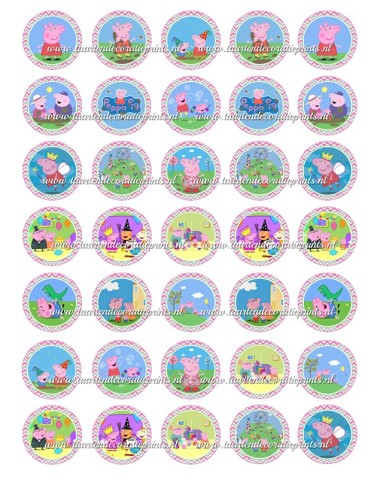 Eetbare Print Peppa Pig Mini Cupcakes 1 - 3,5cm