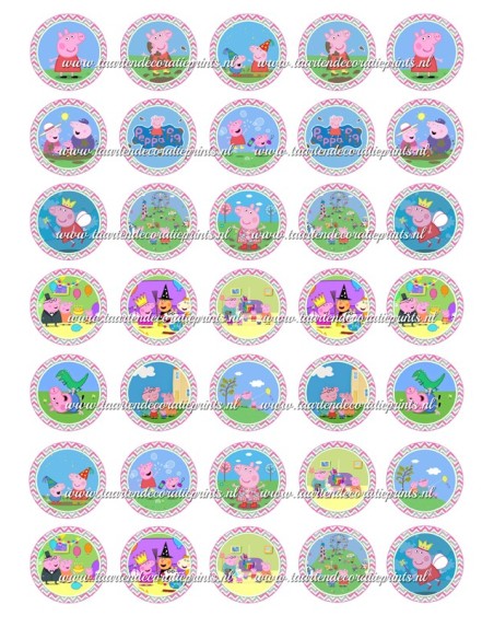 Eetbare Print Peppa Pig Mini Cupcakes 1 - 3,5cm