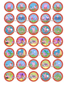 Eetbare Print Peppa Pig Mini Cupcakes 2 - 3,5cm