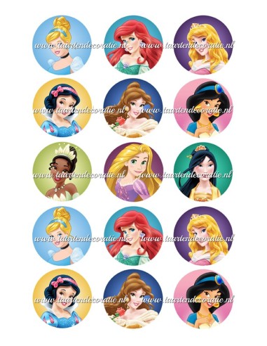 Eetbare Print Disney Prinsessen Cupcakes - 5cm