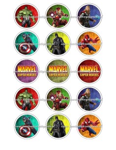 Eetbare Print Superhelden Cupcakes - 5cm