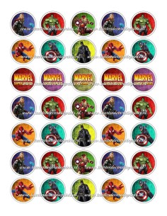 Eetbare Print Superhelden Mini Cupcakes - 3,5cm