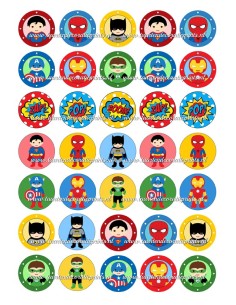 Eetbare Print Baby Superhelden Mini Cupcakes - 3,5cm