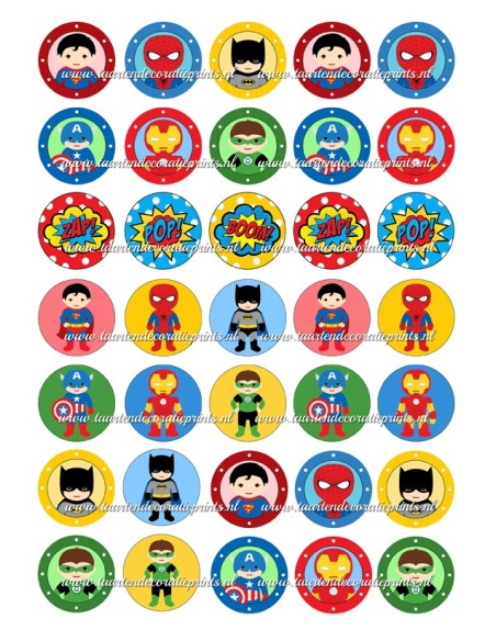 Eetbare Print Baby Superhelden Mini Cupcakes - 3,5cm