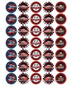 Eetbare Print Cars Mini Cupcakes 1 - 3,5cm