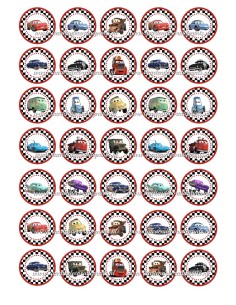 Eetbare Print Cars Mini Cupcakes 2 - 3,5cm