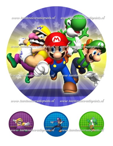 Eetbare Print Super Mario Team - 20cm