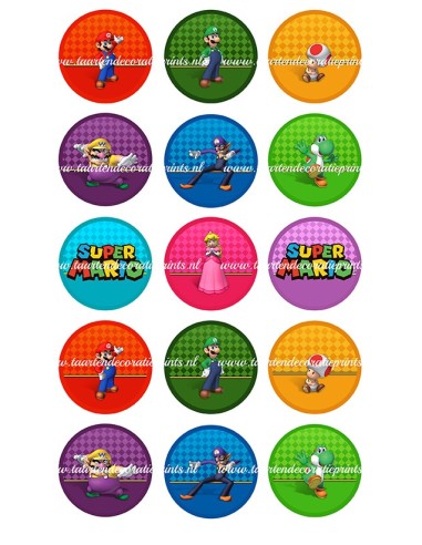 Eetbare Print Super Mario Cupcakes - 5cm