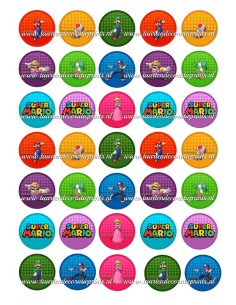 Eetbare Print Super Mario Mini Cupcakes - 3,5cm