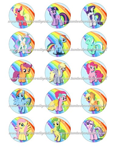 Eetbare Print My Little Pony Cupcakes - 5cm